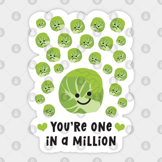 One In A Million Brussels Sprout Sticker by VicEllisArt